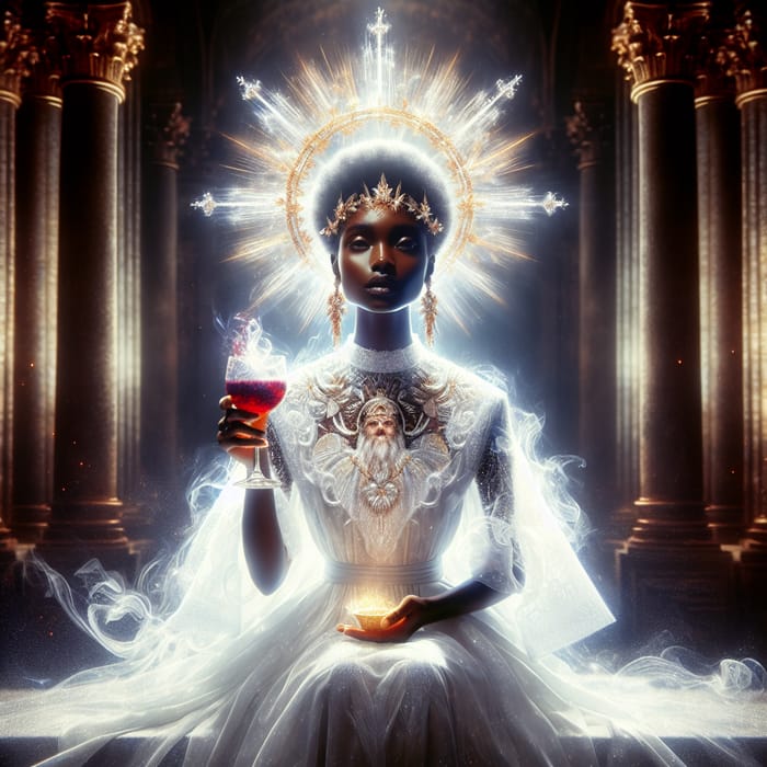 Ethereal Black Woman in Elie Saab Gown | Holy Spirit Communion Scene