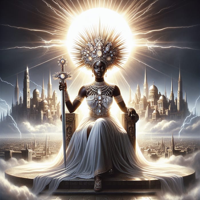 Majestic Black Woman on Throne in New Jerusalem | Spiritual Authority