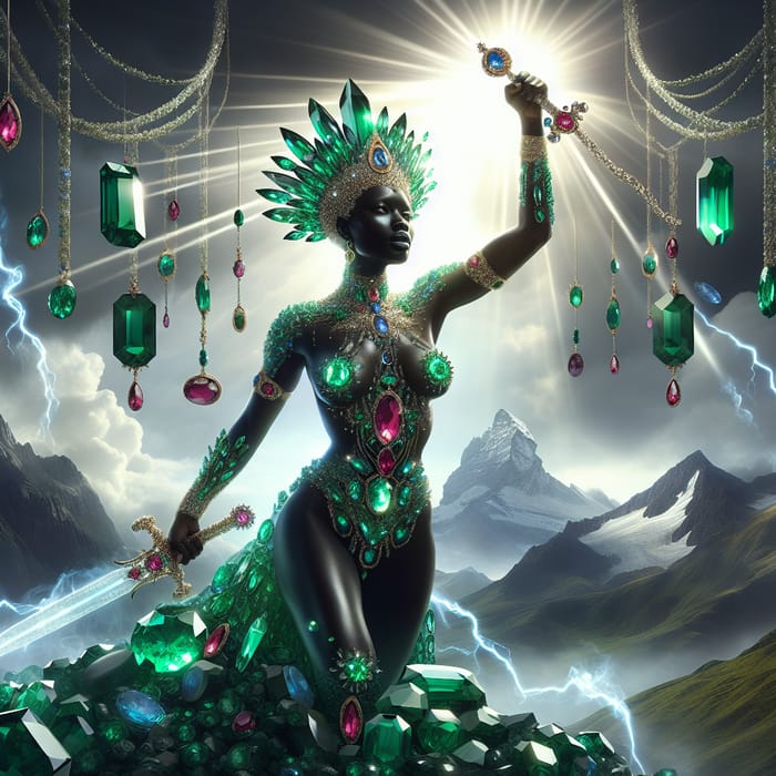 Emerald and Ruby Empowered Black Woman: Majesty Revealed