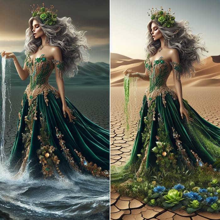 Enchanted Desert Goddess: Transforming Barren Land into Lush Oasis
