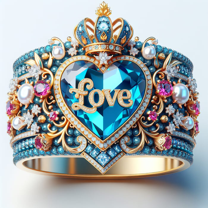 Exquisite Blueish Diamond Bracelet with 'SANDEEP' Heart Crown