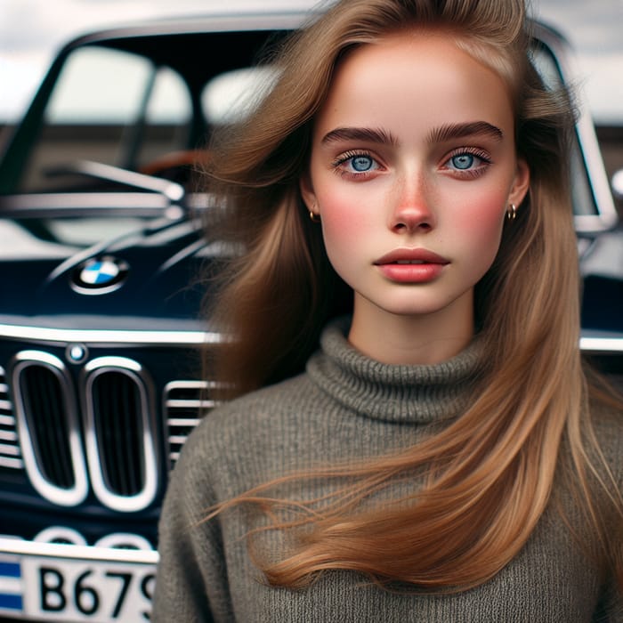 Fair-Haired Girl with Blue Eyes | Vintage BMW