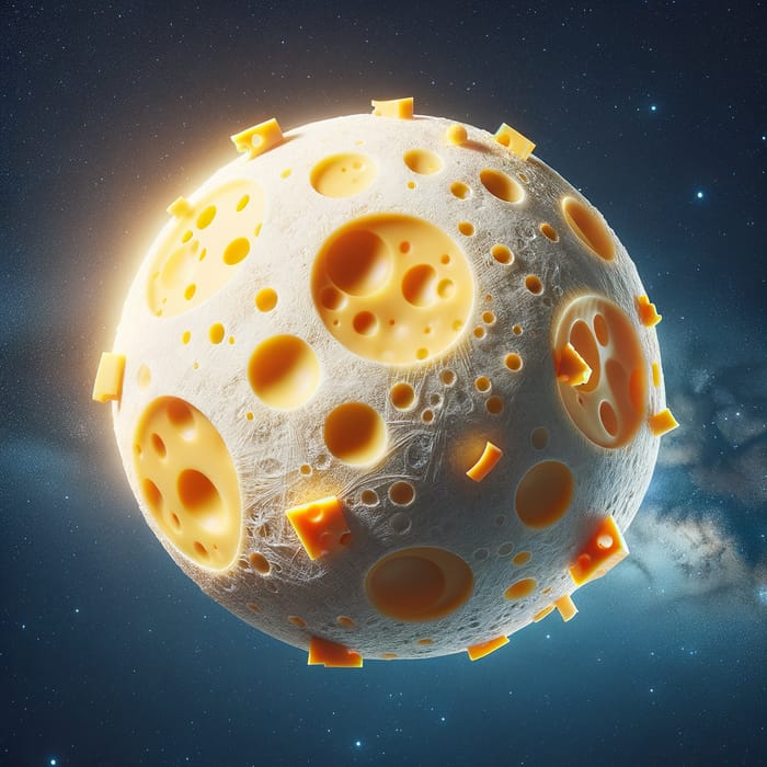 Hyper-Realistic Cheese Moon: Swiss, Cream Cheese, Cheddar | Create a Hiperrealistic Moon of Cheese