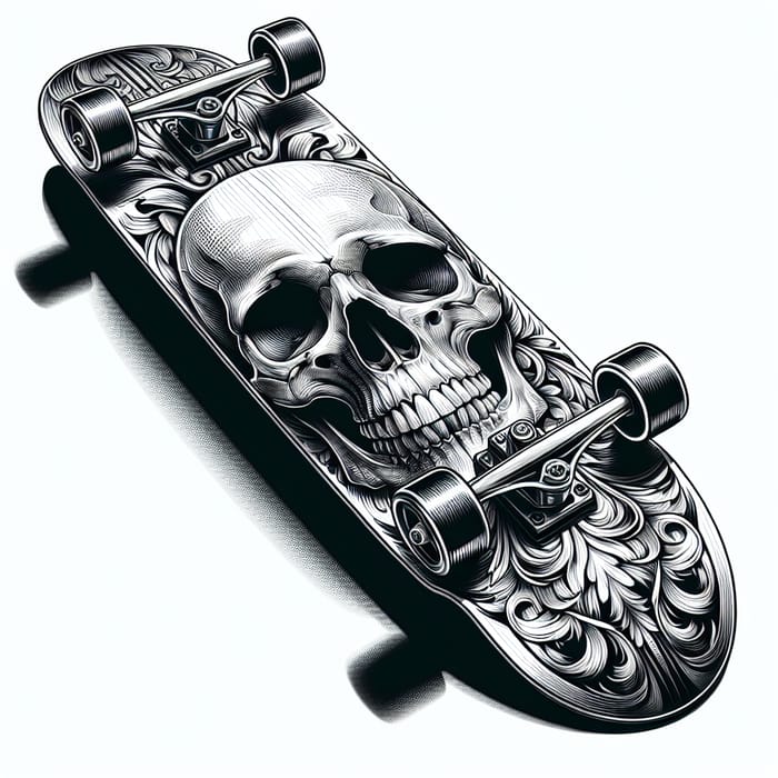 Skull Skateboard Design | Detailed Illustration
