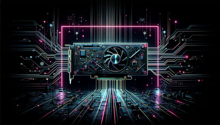 Futuristic Technology: Graphics Card & Neon Lights | Cyberpunk Aesthetic