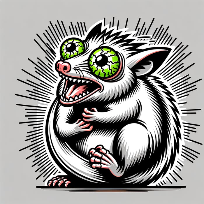 Possum Energy Drink Overdose Caricature Graphic