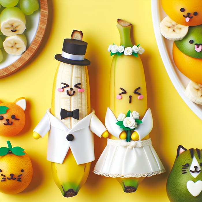 Banana and Cat Celebrate Wedding | Unique Fruit Party