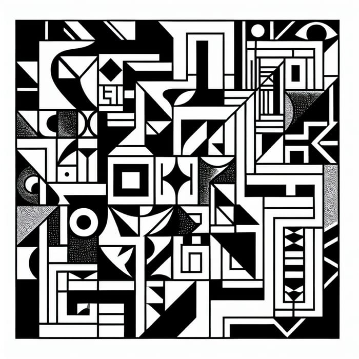 Intricate Geometric Black and White with Hieroglyphics | AI Art ...
