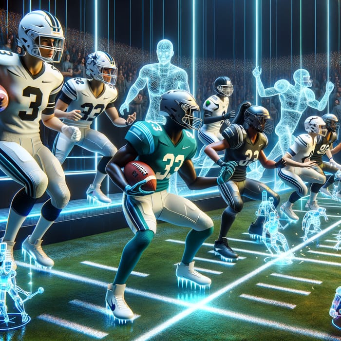 Futuristic Virtual Reality Football Match with Diverse Players