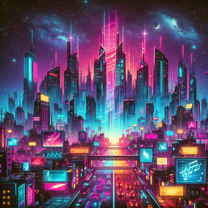 Cityscape Synthwave Cyberpunk CD Cover Design