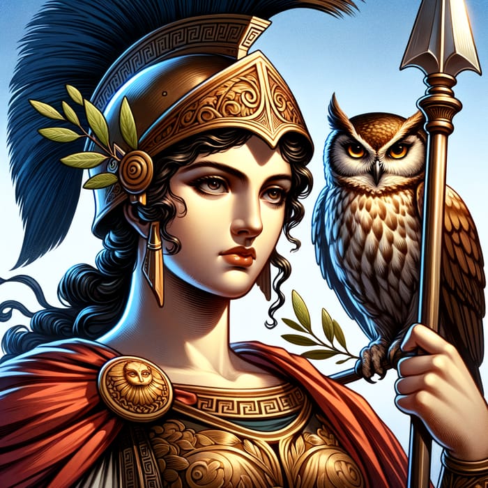 Athena, Goddess of Wisdom and Warfare: Dynamic Portrayal of Strategy and Courage