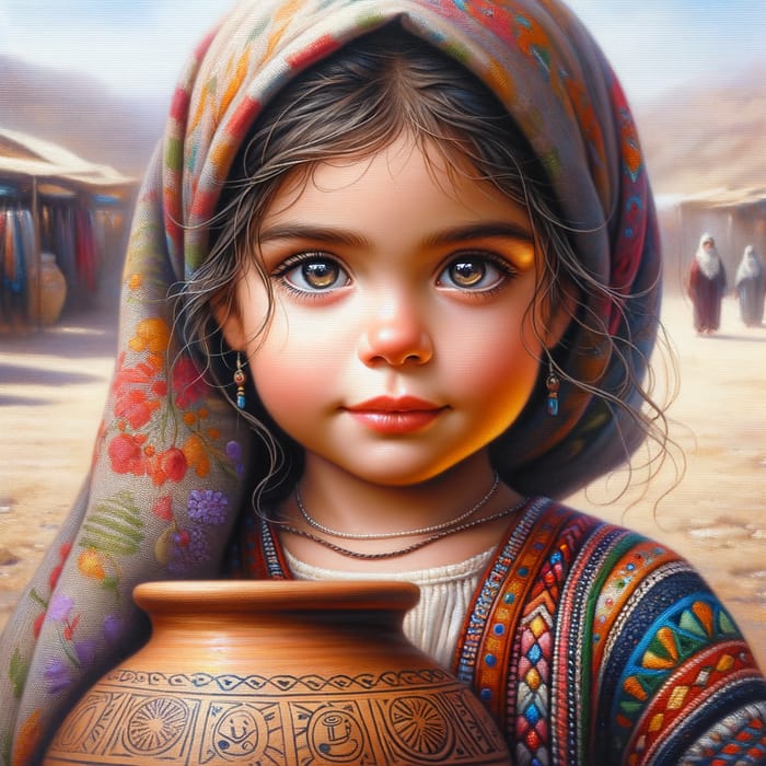 Young Middle Eastern Girl - Portrait Painting Beauty