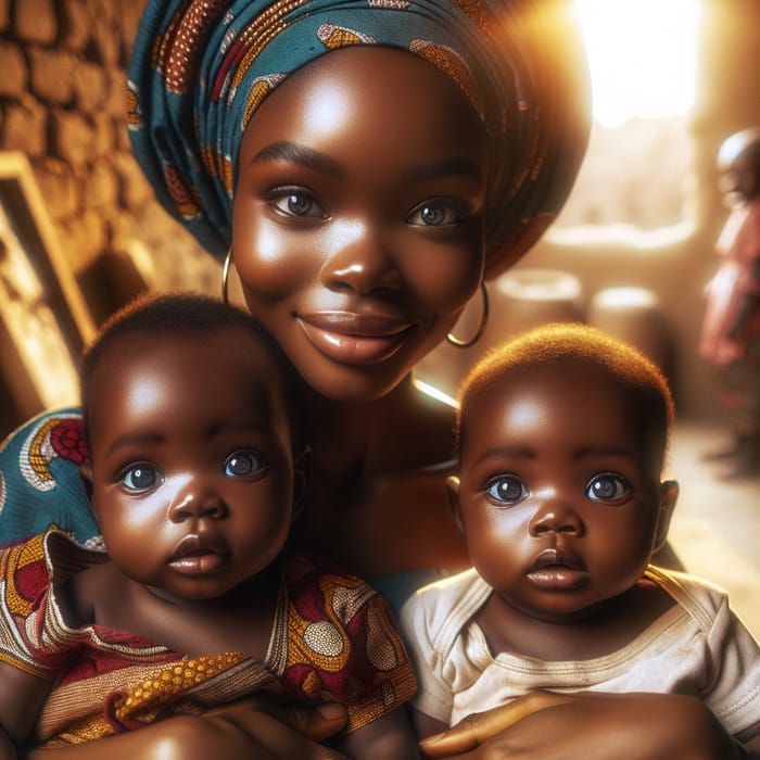 Cultural Diversity and Maternal Bliss: Nigerian Mother with Twin Babies