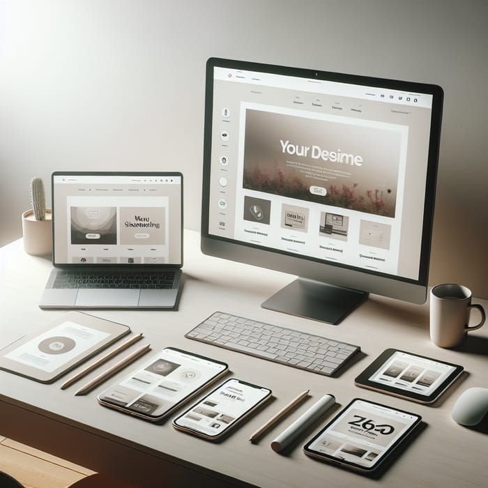 Modern Mockup Images of Devices on Clean Desk