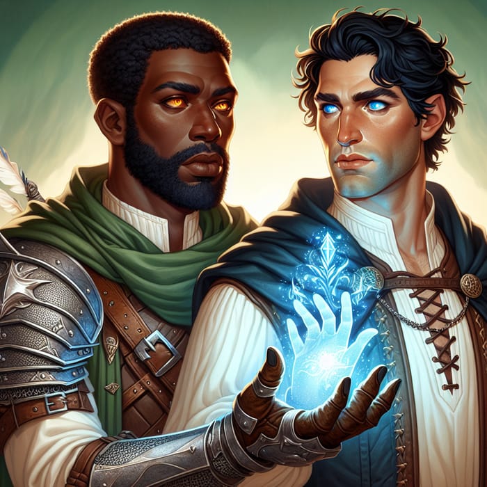 Fantasy Tale of Unity: Cleric and Magic User Holding Hands