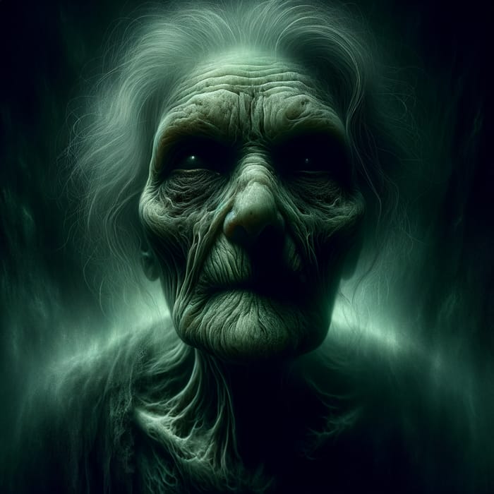 Surreal Portrait of Frail Woman Embraced by Darkness
