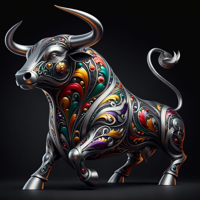 Majestic Steel Bull with Elegant Colors