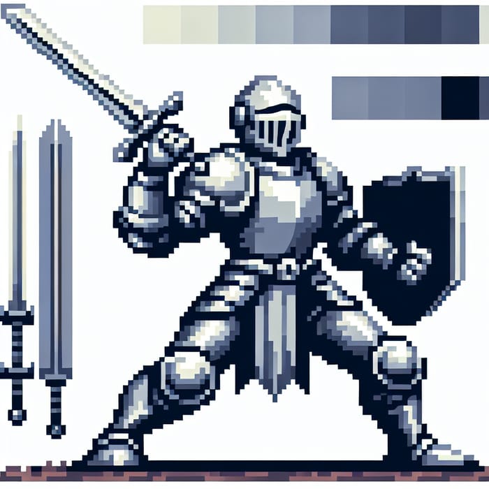 2D Warrior Sprite in Silver Armor | RPG Maker Style