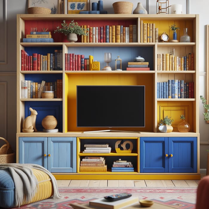 Vibrantly Painted TV Unit for Cozy Living Room