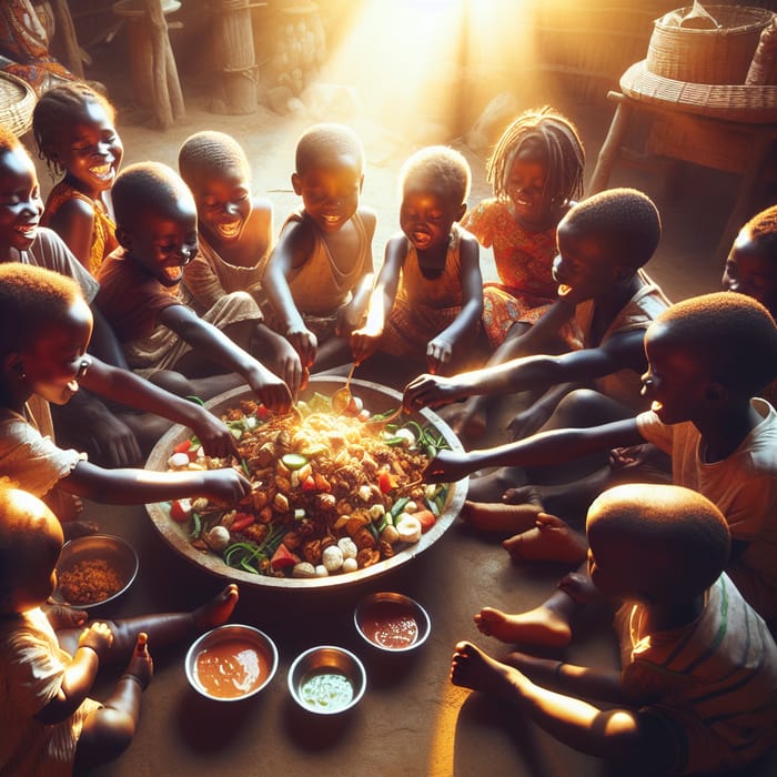 African Kids Sharing Food | Warm Community Gathering