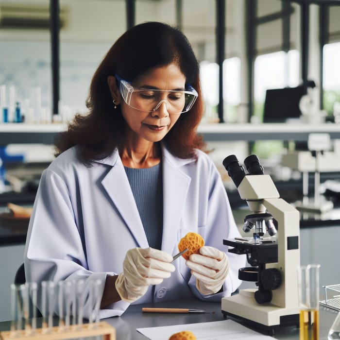 Chemist Woman Examining Food in Lab | Professional South Asian Scientist