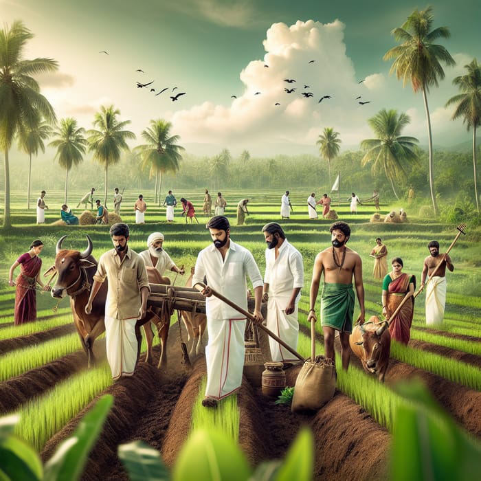 Tamil Movie Heroes in Traditional Agricultural Rendezvous