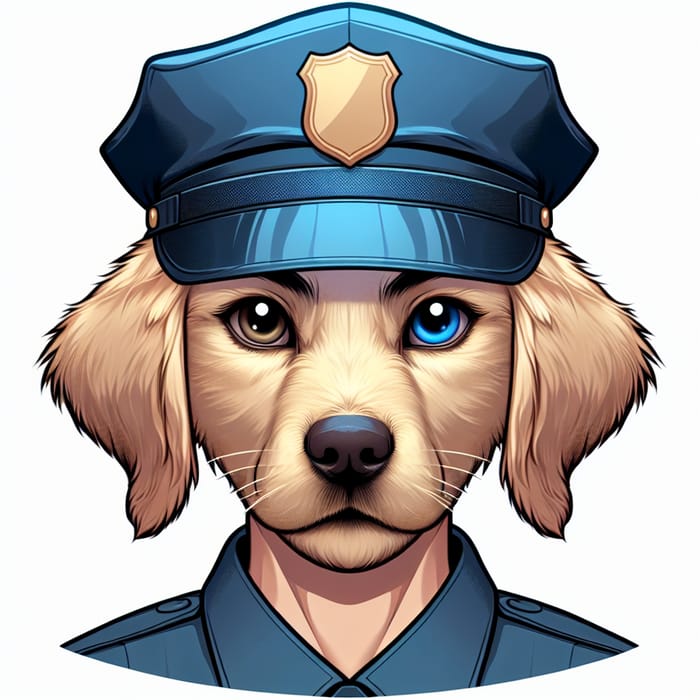 Golden Retriever Policeman Cartoon Illustration