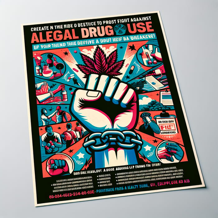 Easy Drawing for Poster: Suppress Illegal Drugs - Break Addiction
