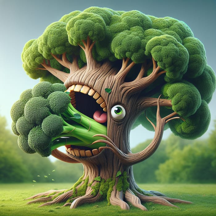 A Tree Eating Broccoli: A Whimsical Delight A Tree Eating Broccoli: A Whimsical Delight