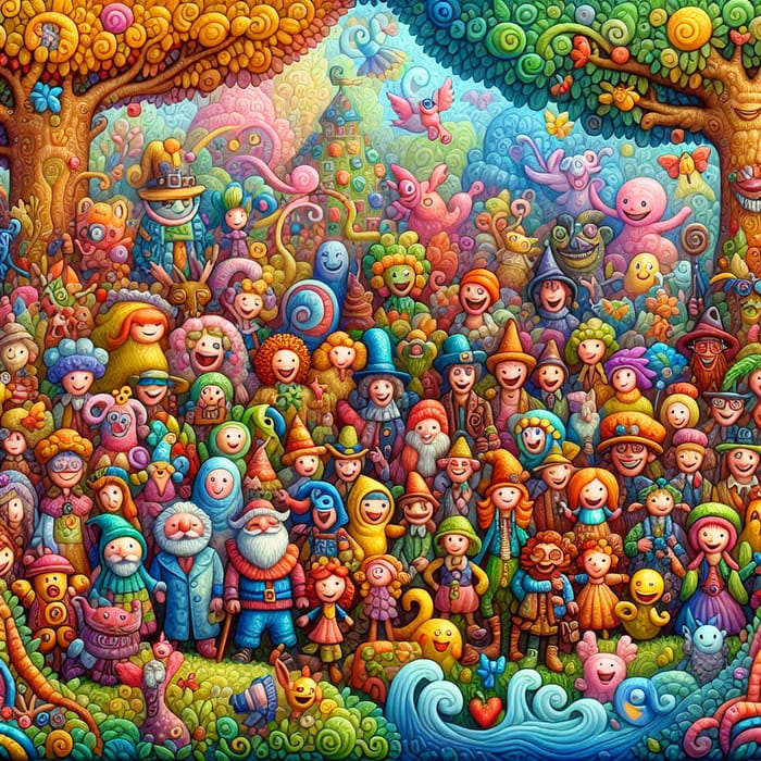 Lively and Colorful Characters in Whimsical Fantasy World