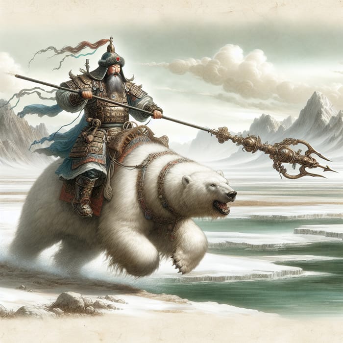 Genghis Khan Riding Polar Bear: Ancient Warrior Artistry Reimagined