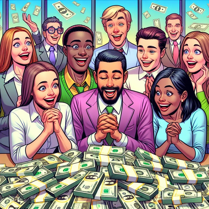 Money Enthusiasts Celebrating Wealth | Cash Lovers