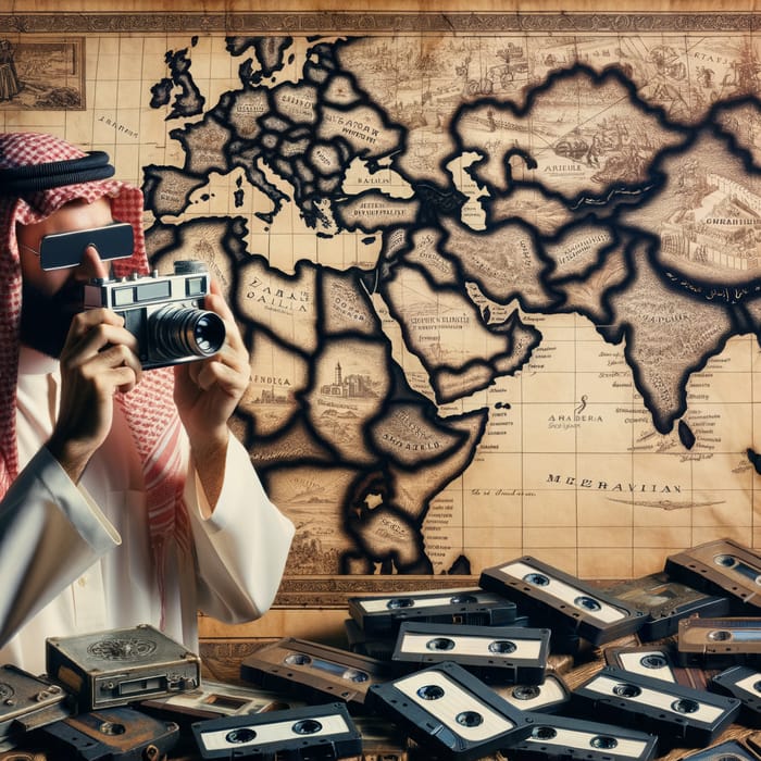 Ancient Map of Arabian Gulf Countries | Vintage Camera & Video Tapes