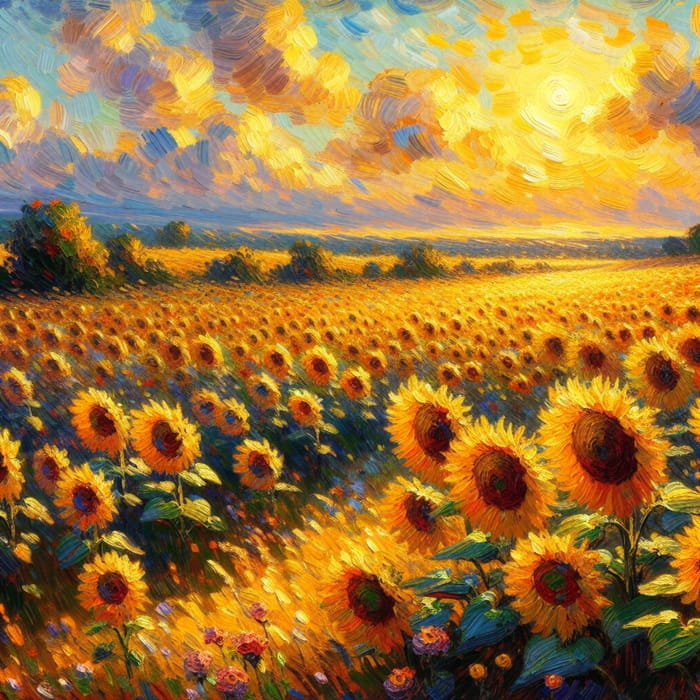 Impressionist Sunflower Field Artwork