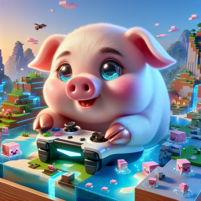 Adorable Piggy Enjoying Minecraft Adventures