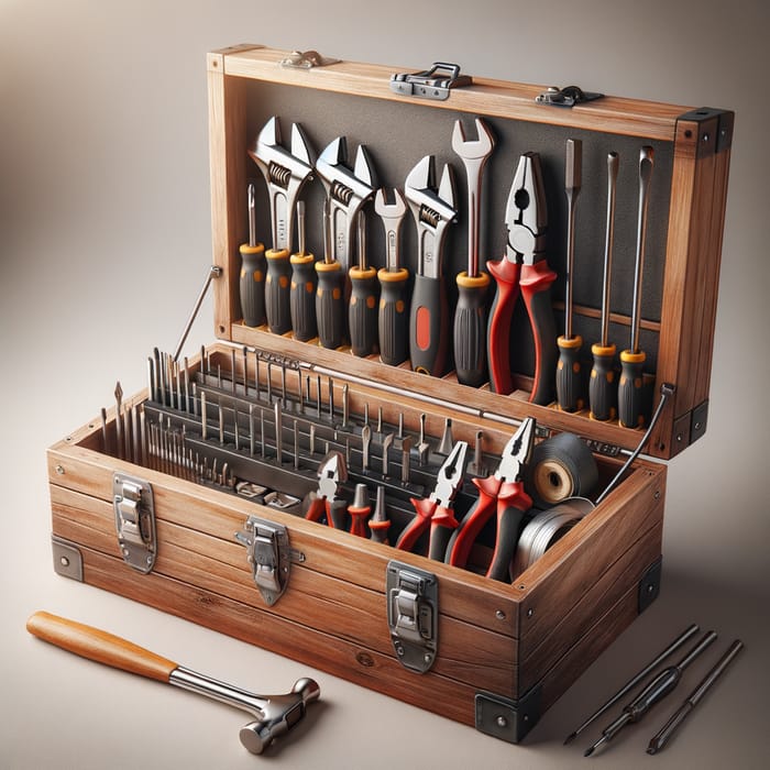 Well-Organized Wooden Toolbox with DIY Essentials
