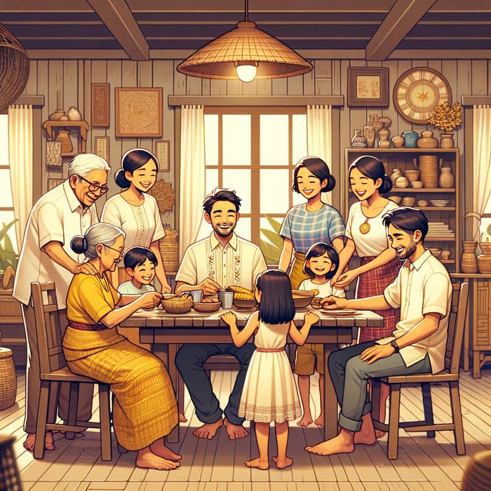 Animated Filipino Family Gathered | Warm & Loving Household