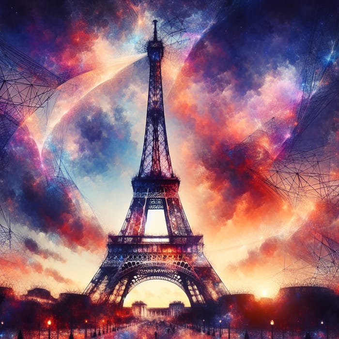Abstract Eiffel Tower Art in Paris - Captivating Geometric Interpretation