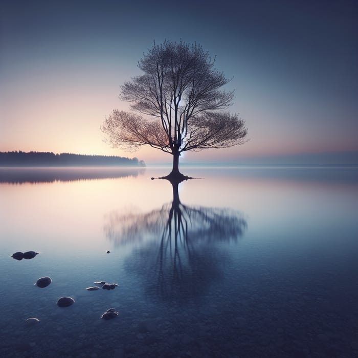 Minimalist Nature Beauty: A Tranquil Lake Scene