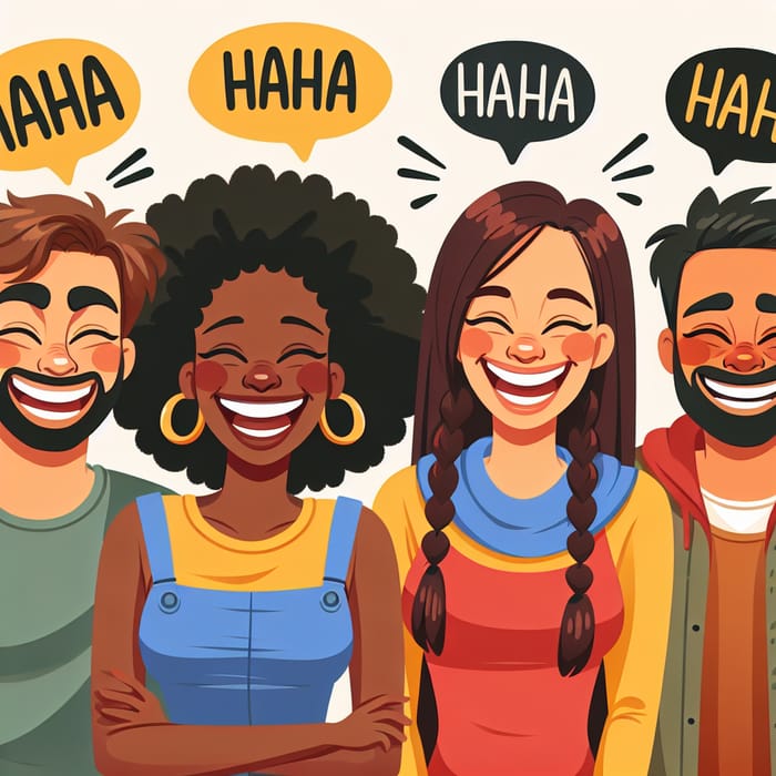 Friends Sharing a Laugh | Cartoon Style - Diverse Group