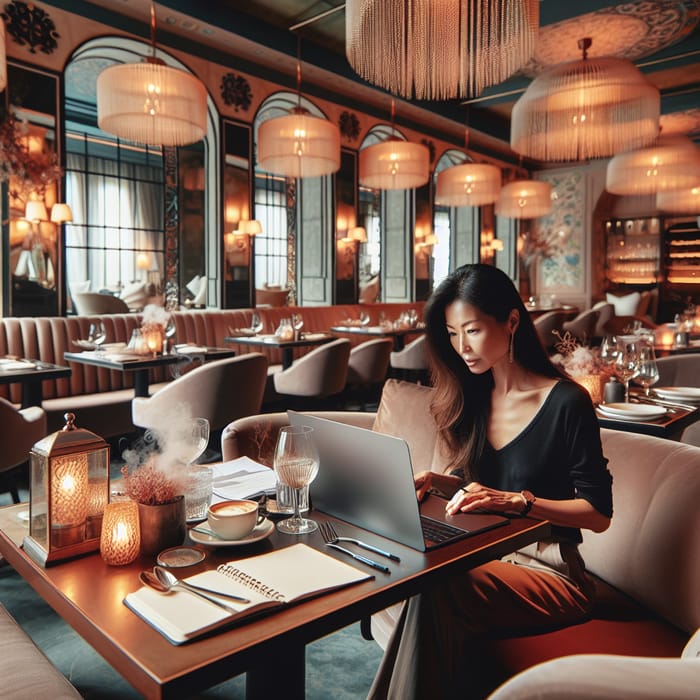Article Writing in a Cozy Restaurant Interior: Creative Vibes