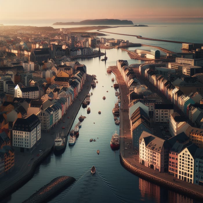 Picturesque Coastal City with River Channels