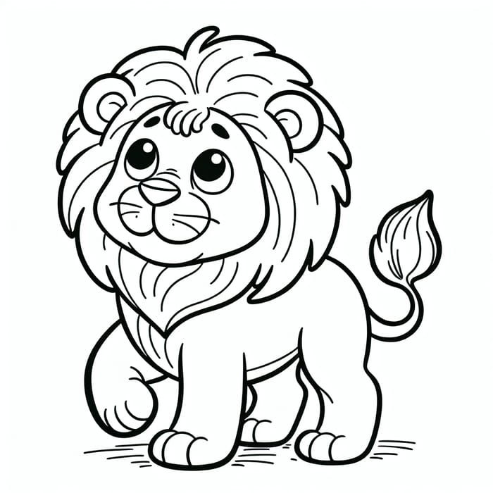 Charming Lion Coloring Page for Kids | Cute Cartoon Artwork