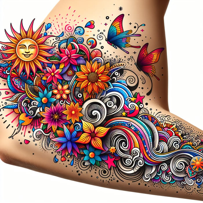 Arm Tattoo: Celebrate Life with Vibrant Joy Design