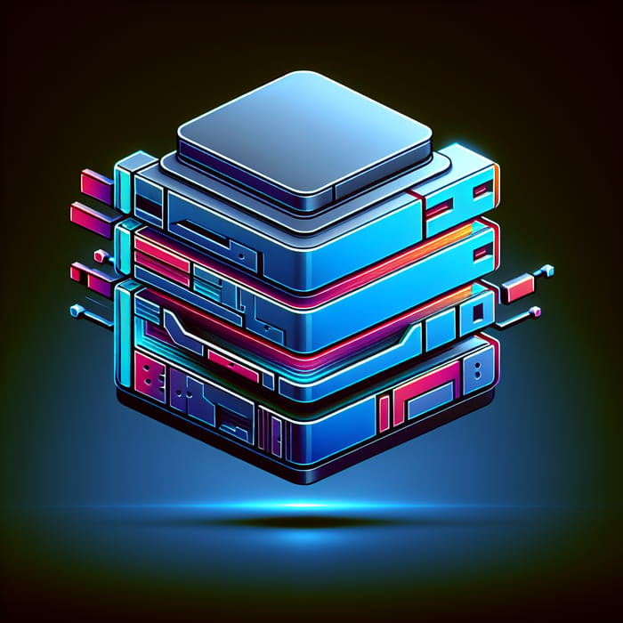 Futuristic Docker Image Icon with Vibrant Colors