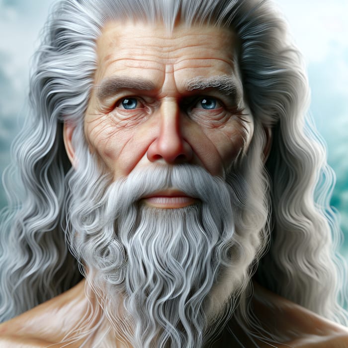 Old Man with Long Flowing Hair and Age-Wisened Beard