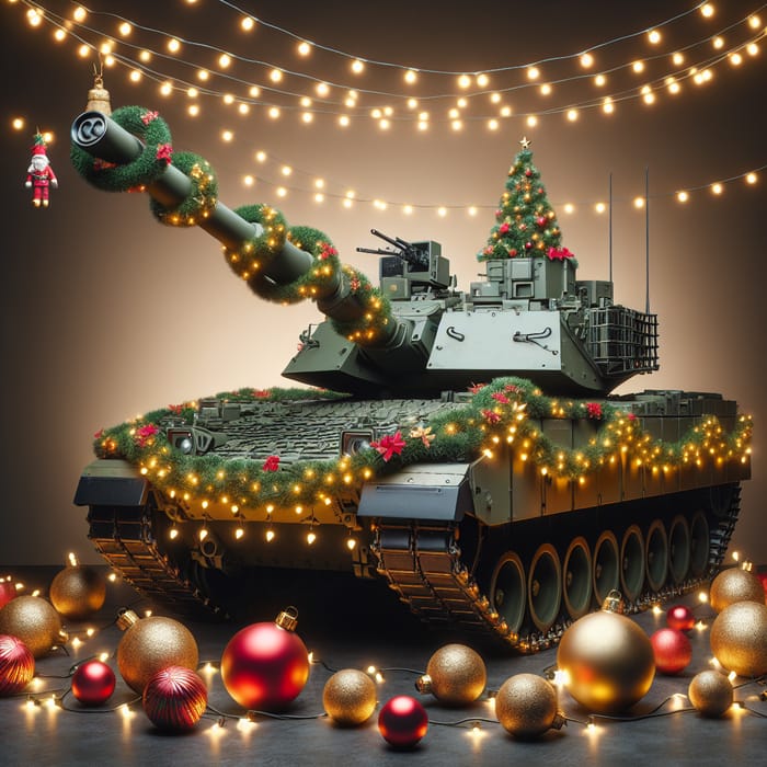 Tank with Santa: Festive Armored Vehicle Christmas Decor