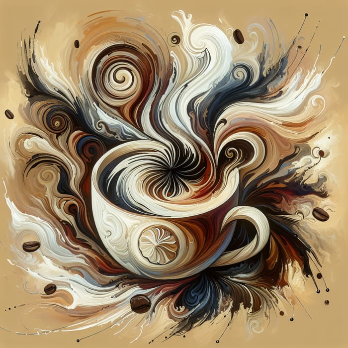 Cup of Coffee Abstract Art | Swirls & Chaotic Lines
