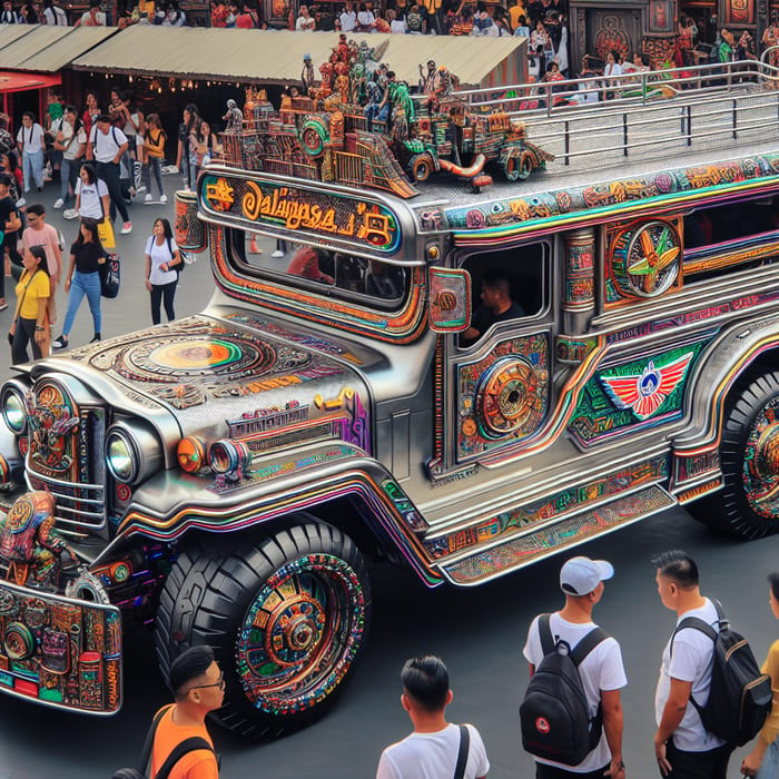 Vibrant Modern Filipino Jeepney: Scenes of Culture
