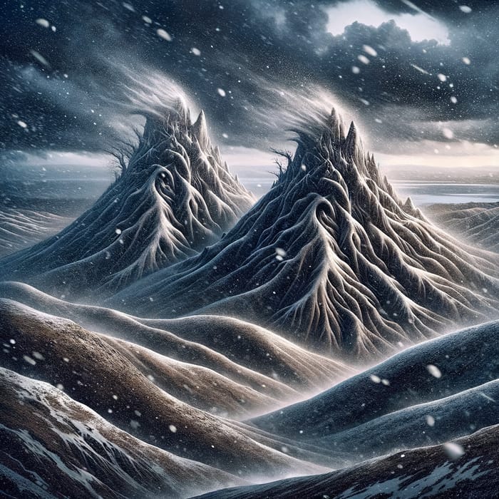 Baroque Snowy Mountain Landscape with Woman's Hand Detail